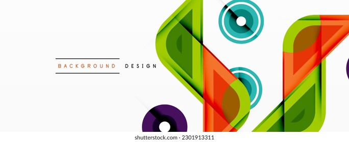 Triángulos coloridos y fondo de formas redondeadas. Plantilla para fondo de pantalla, banner, presentación, fondo