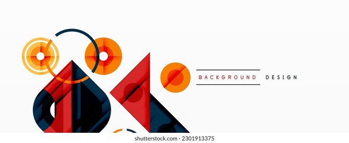 Colorful triangles and round shapes background. Template for wallpaper, banner, presentation, background