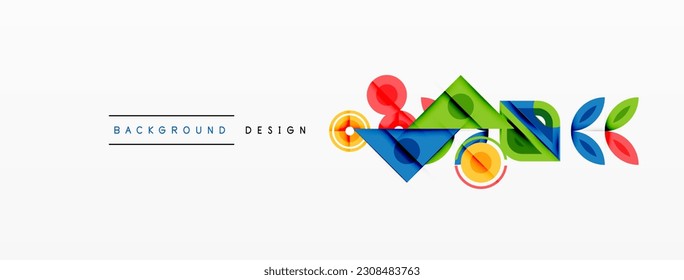 Triángulos coloridos y fondo de formas redondeadas. Plantilla para fondo de pantalla, banner, presentación, fondo