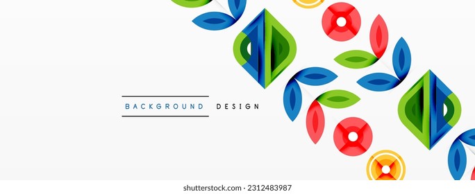 Colorful triangles and round shapes background. Template for wallpaper, banner, presentation, background