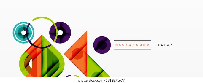 Colorful triangles and round shapes background. Template for wallpaper, banner, presentation, background
