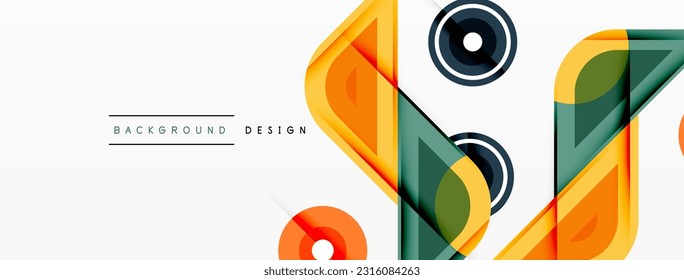Colorful triangles and round shapes background. Template for wallpaper, banner, presentation, background