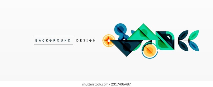 Colorful triangles and round shapes background. Template for wallpaper, banner, presentation, background