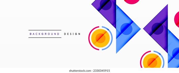 Colorful triangles and round shapes background. Template for wallpaper, banner, presentation, background