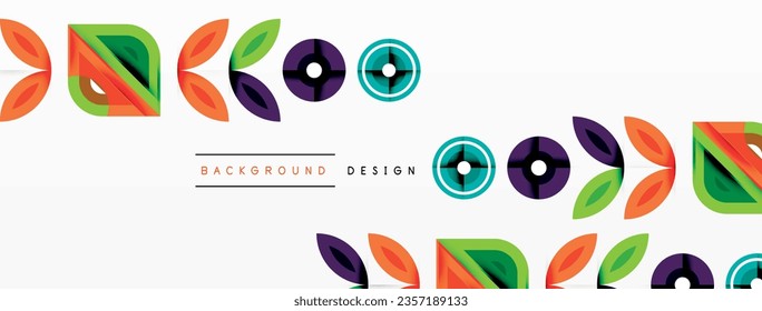 Colorful triangles and round shapes background. Template for wallpaper, banner, presentation, background