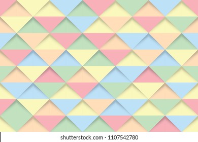 Colorful triangles seamless pattern background, Pastel overlapping triangles backdrop, Vector