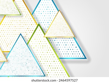 Triángulos coloridos con Pequeños puntos de fondo técnico abstracto. Diseño geométrico de Vector