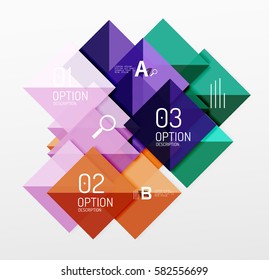 Colorful triangles and squares, banner for infographics