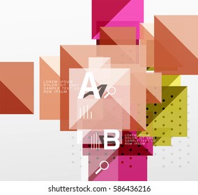 Colorful triangles and squares, banner for infographics