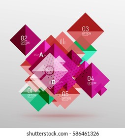 Colorful triangles and squares, banner for infographics