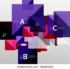 Colorful triangles and squares, banner for infographics