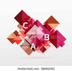 Colorful triangles and squares, banner for infographics
