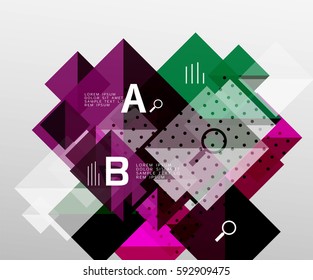 Colorful triangles and squares, banner for infographics