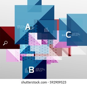 Colorful triangles and squares, banner for infographics