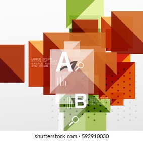 Colorful triangles and squares, banner for infographics