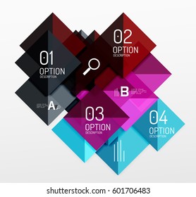 Colorful triangles and squares, banner for infographics