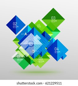 Colorful triangles and squares, banner for infographics