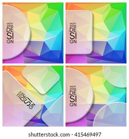 Colorful triangular abstract design template. Vector illustration set.