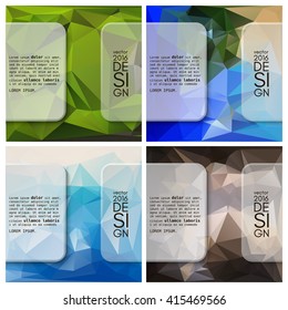 Colorful triangular abstract design template. Vector illustration set.