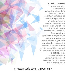 Colorful triangular background with abstract geometric shapes and copyspace area.