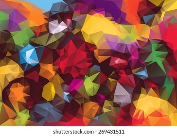 Fondo triangular colorido con formas geométricas triangulares y poligonales y elegantes tonos retro