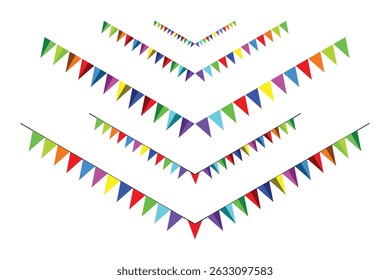 Colorful Triangular Bunting Garlands for Celebrations.
