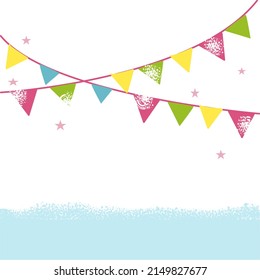 colorful triangular flag at the party.