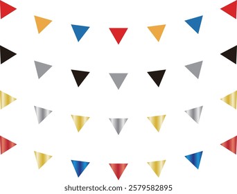 Colorful triangular flags, garland, decorative frame