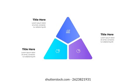 Infográfico triangular colorido com gráficos para crescimento, finanças e análise. Ideal para apresentações, marcas corporativas ou temas financeiros
