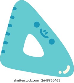 Régua triangular colorida projetada para uso escolar, com expressão divertida e cor azul brilhante. Este item de papelaria divertido é perfeito para os alunos e adiciona toque alegre a qualquer sala de aula

