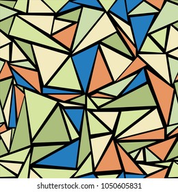 Colorful triangular shapes geometric seamless vector. Minimal triangles polygonal template. Urban triangle shapes minimal design for business poster.