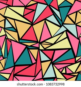 Colorful triangular shapes geometric seamless pattern. Minimal triangles polygonal tile. Urban triangle shapes minimal vbackground. for business business poster.