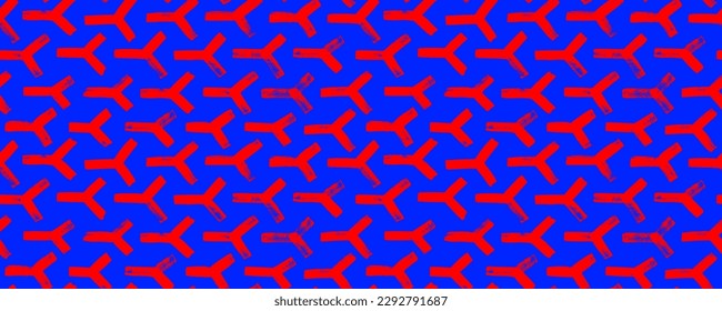 Colorful triangular shapes seamless pattern. Psychedelic retro bright color banner. Modern stylish repeating weave texture. Bold brush strokes, abstract geometric vector triangles. Modern wallpaper.