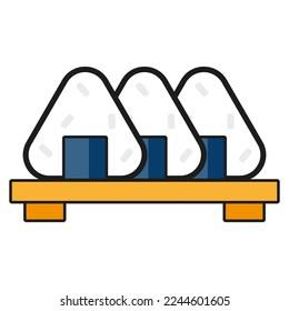 colorful triangular sushi. Symbol face. Vector illustration. Stock image.