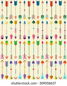 Colorful Tribal Arrows Seamless Pattern Vector