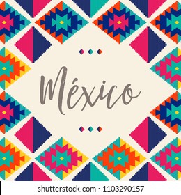 Colorful Tribal Embroidery Style Composition – México Copy Space