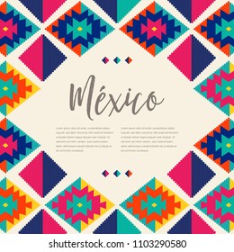 Colorful Tribal Embroidery Style Composition – México Copy Space