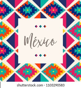 Colorful Tribal Embroidery Style Composition – México Copy Space