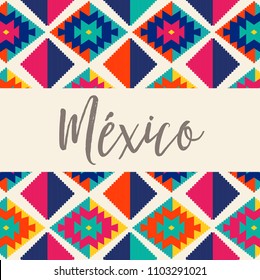 Colorful Tribal Embroidery Style Composition – México Copy Space