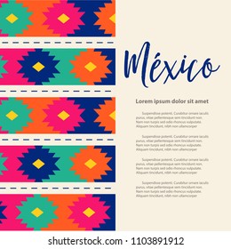 Colorful Tribal Embroidery Style Composition – México Copy Space
