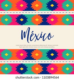 Colorful Tribal Embroidery Style Composition – México Copy Space
