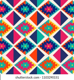 Colorful Tribal Embroidery Style Pattern