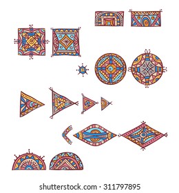 colorful tribal ethnic elements set for decoration, vintage design or pattern