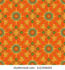 Colorful Tribal Ethnic Festive Abstract Floral vector Pattern. Geometric zentangle mandala frame border.