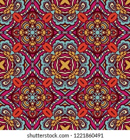 Colorful Tribal Ethnic Festive Abstract Floral Vector Pattern