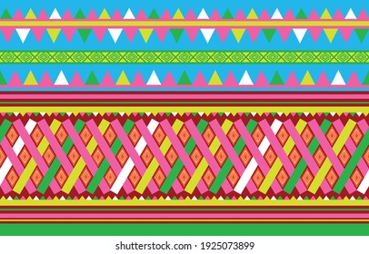 Colorful tribal geometric pattern Ethnic vector textures, traditional ornaments, designs for pattern fabrics, rugs, backgrounds, skirts, cushions and more. Hmong textile.