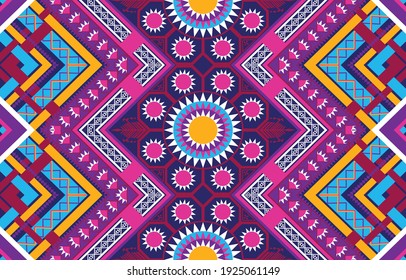 Colorful tribal  geometric seamless pattern Ethnic vector textures, traditional ornaments, designs for pattern fabrics, rugs, backgrounds, skirts, cushions and more.