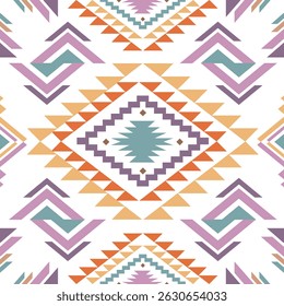 Colorful Tribal Geometric Seamless Pattern – Boho Ethnic Aztec Design