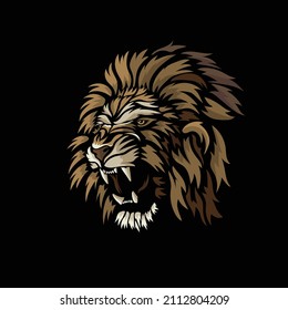 colorful tribal lion head attach vector illustration