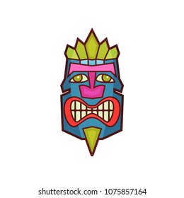Colorful tribal mask, traditional African or Indian face masque vector Illustration on a white background